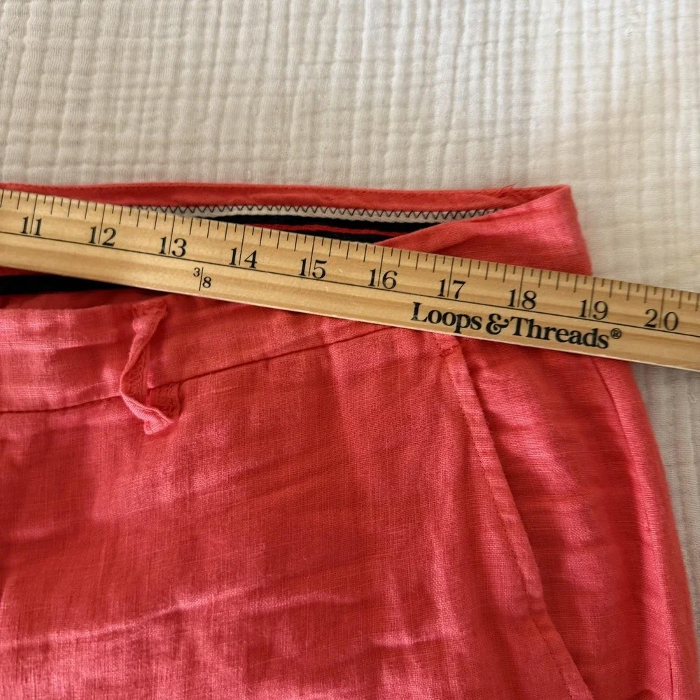 Europann Pants Mens Nantucket Red 40 x 28 100% Linen Chino Straight Lightweight
